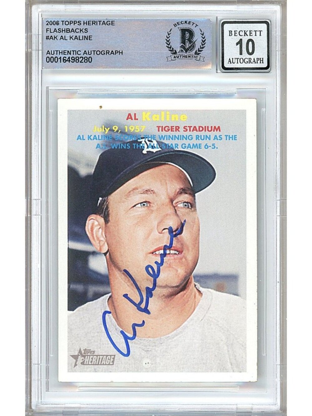 Al Kaline Signed 2006 Topps Heritage Flashbacks #AK Tigers BAS BGS 10 Auto